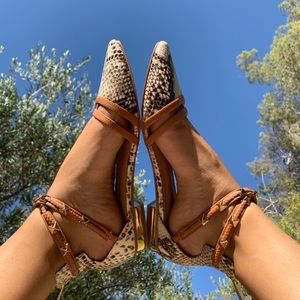 Faux snake skin flats